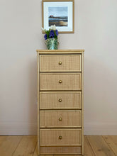 Load image into Gallery viewer, Bamboo + Rattan Tall Chest of Drawers