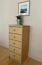 Load image into Gallery viewer, Bamboo + Rattan Tall Chest of Drawers