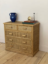 Load image into Gallery viewer, Vintage Bamboo + Rattan Chest Of Drawers