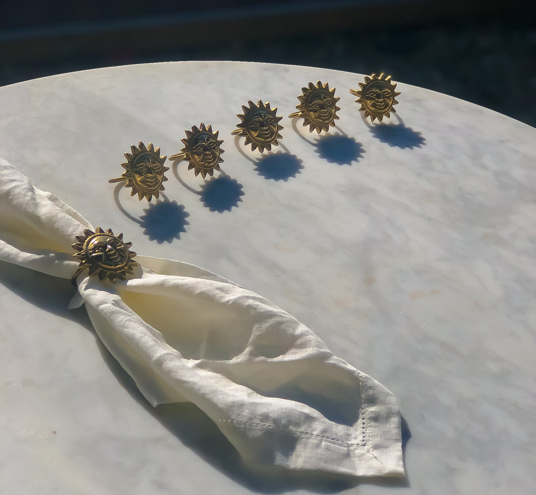 Brass Sun Napkin Rings