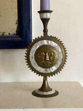 Load image into Gallery viewer, Mother of Pearl &amp; Brass Sun Candleholder

