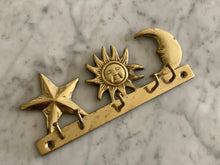 Load image into Gallery viewer, Brass Sun Moon Star Hooks
