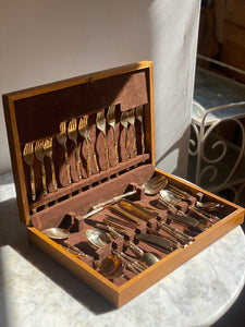 Vintage Bamboo Cutlery Set for 6