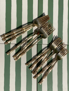 Vintage Bamboo Cutlery Set for 6