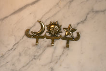 Load image into Gallery viewer, Brass Sun Moon Star Hooks
