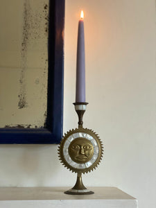 Mother of Pearl & Brass Sun Candleholder