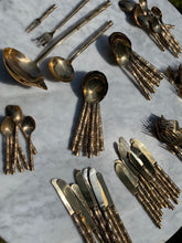 Load image into Gallery viewer, Vintage Bamboo Cutlery Set for 10
