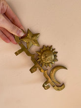 Load image into Gallery viewer, Vintage Brass Sun Moon Star Hooks
