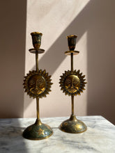 Load image into Gallery viewer, Pair of Sun Candlesticks
