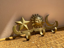 Load image into Gallery viewer, Vintage Brass Sun Moon Star Hooks
