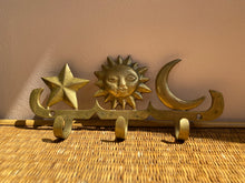 Load image into Gallery viewer, Vintage Brass Sun Moon Star Hooks
