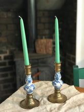 Load image into Gallery viewer, Brass and Ceramic Candlesticks
