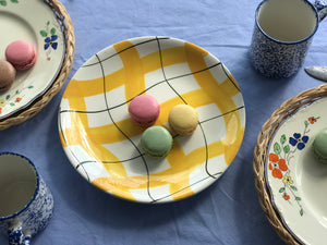Yellow Checked Serving Plate