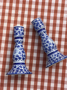 Pair of Blue & White Candlesticks