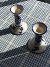 Load image into Gallery viewer, Blue and White Floral Candlesticks
