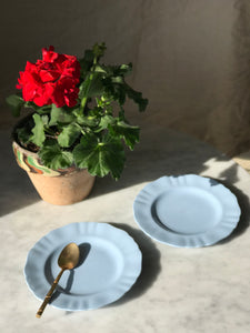 Pair of Scalloped Blue Plates