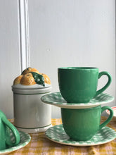 Load image into Gallery viewer, Green Checked Tea Cups
