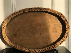 Vintage Wicker & Wood Tray