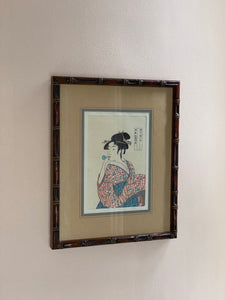 Vintage Japanese Print in Faux Bamboo Frame