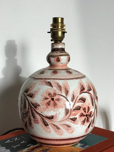 Pink pottery lamp