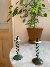 Load image into Gallery viewer, Wavy Verdigris Candlesticks
