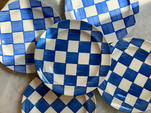 Blue Chequered Large Plates