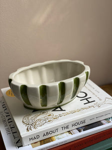 Green Stripe Ceramic Bowl