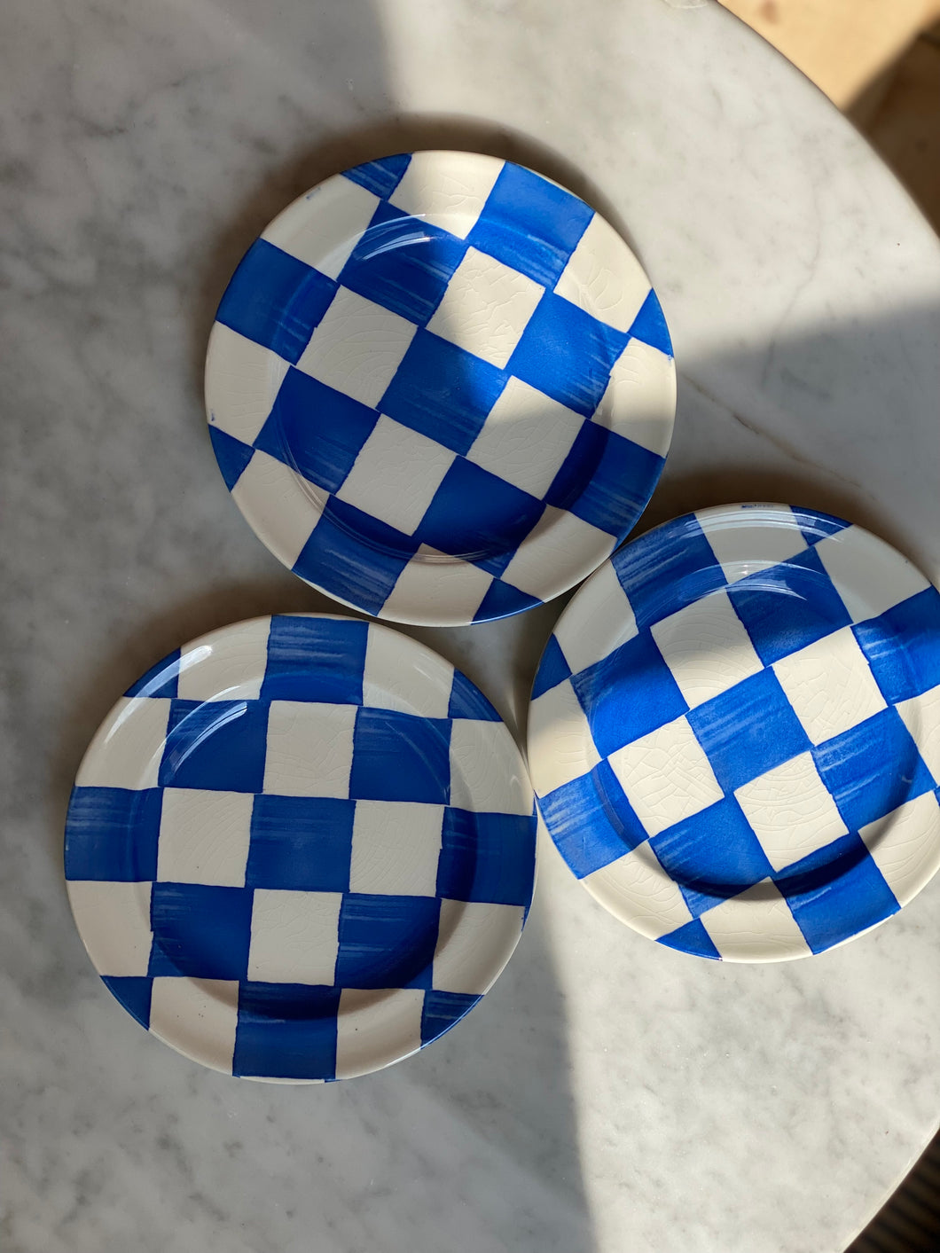 Blue Chequered Side Plates