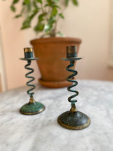 Load image into Gallery viewer, Wavy Verdigris Candlesticks
