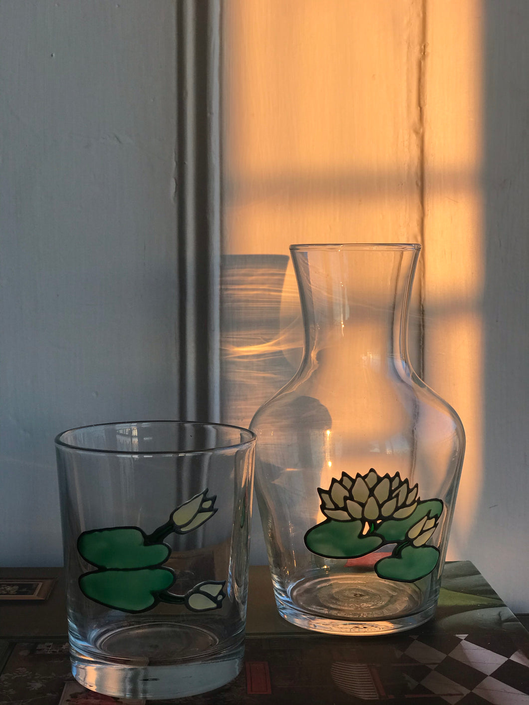 Hand Painted Carafe Set - Waterlily