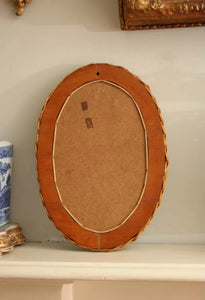 Vintage Rattan Oval Mirror