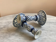 Load image into Gallery viewer, Scallop Blue &amp; White Candlesticks

