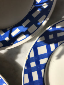 Large Blue Check Plates