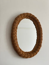 Load image into Gallery viewer, Vintage Rattan Oval Mirror
