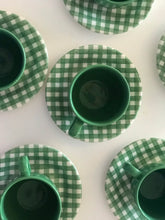 Load image into Gallery viewer, Green Checked Tea Cups

