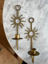 Load image into Gallery viewer, Brass Sunburst Candleholders
