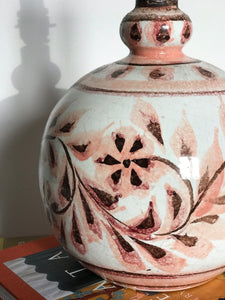 Pink pottery lamp
