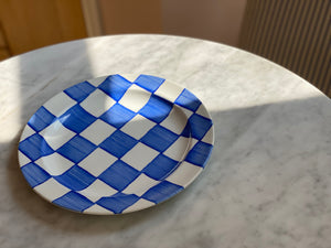 Blue Chequered Large Plates