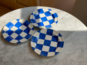 Blue Chequered Side Plates
