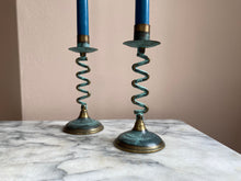 Load image into Gallery viewer, Wavy Verdigris Candlesticks
