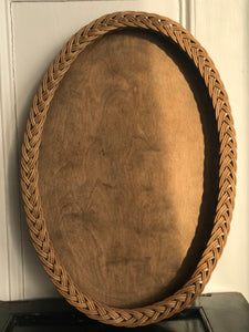 Vintage Wicker & Wood Tray